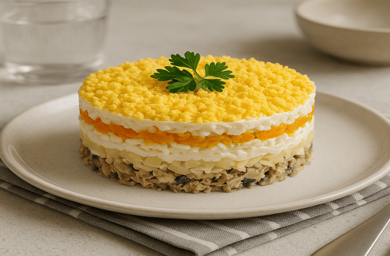 Мимоза с сайрой